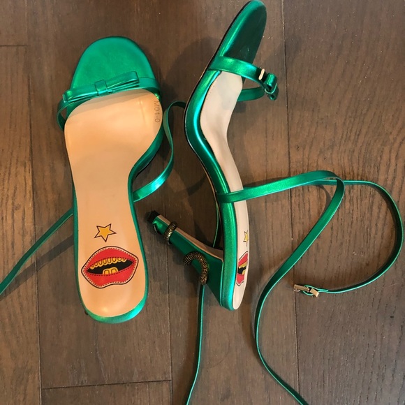 Custom made Green Serpentine heels. Size 10 - Picture 3 of 4